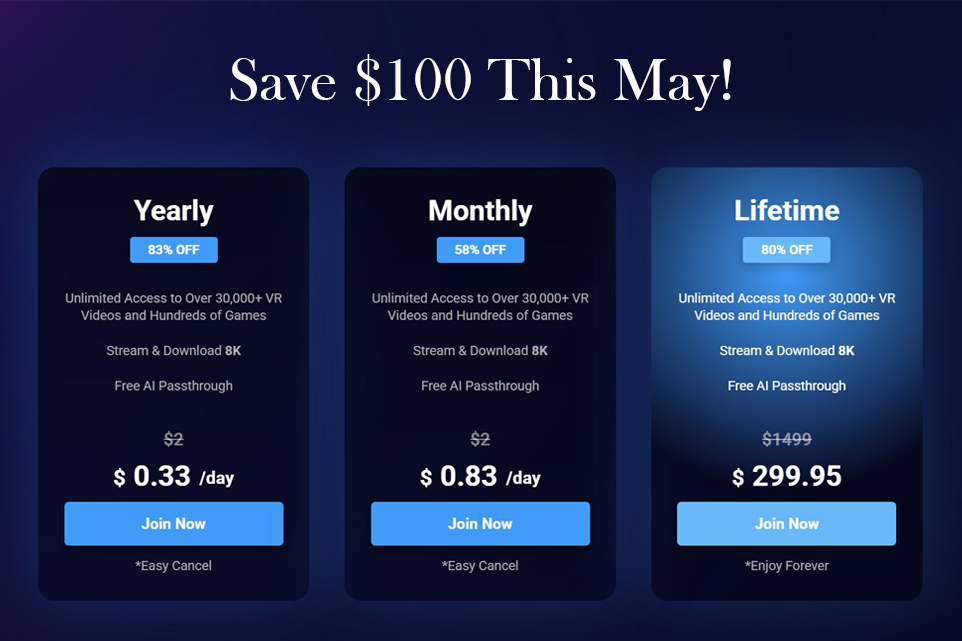 VRPorn.com Launches Limited - Time Lifetime Membership Discount – Save $100 This May!