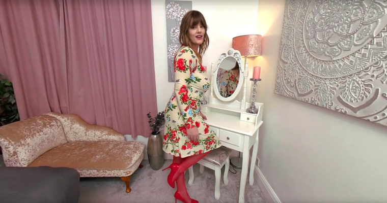 Lottii Rose Floral Wrapover Dress With Red Stockings Tease Treat - 8K VR - Image 5