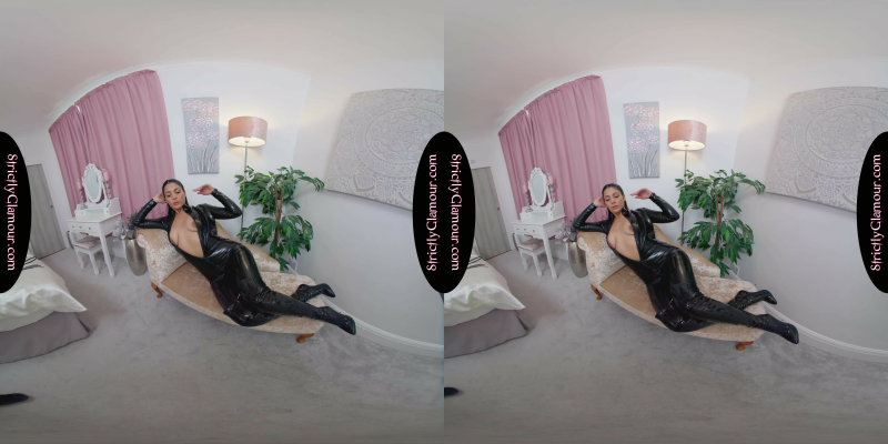 Jasmine Black Latex Catsuit Tease - Image 9