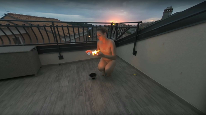 Ginger Babe Lea On Vacation Sunset Fire Dancing Hot Masturbation Fire Crotch Playing With Fire - Image 1