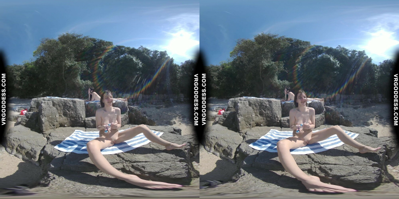 Rebeka Ruby Wild Nude Beach Dildo Adventure - Image 2