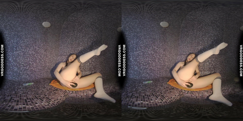 Pretty Teen Lika Masturbating With A Fetish Dildo In The Sauna Steam Room - Image 4